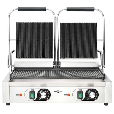 vidaXL Podwójny opiekacz do panini, żebrowany, 3600 W, 57x30,5x20 cm