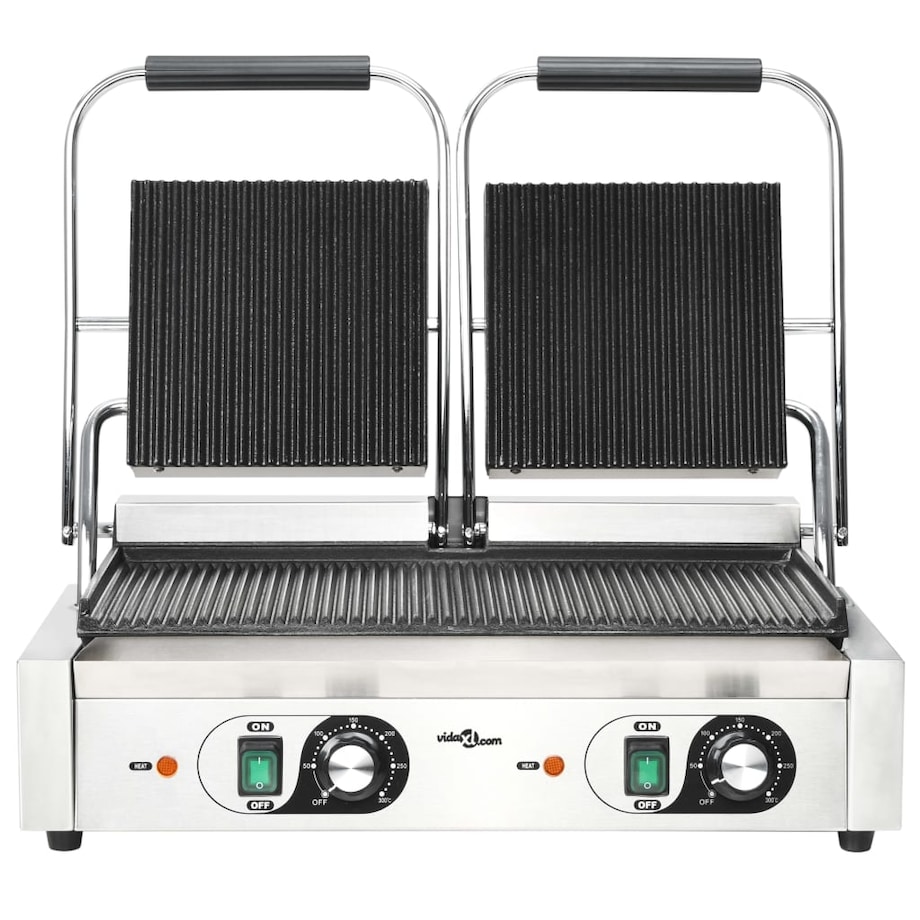vidaXL Podwójny opiekacz do panini, żebrowany, 3600 W, 57x30,5x20 cm