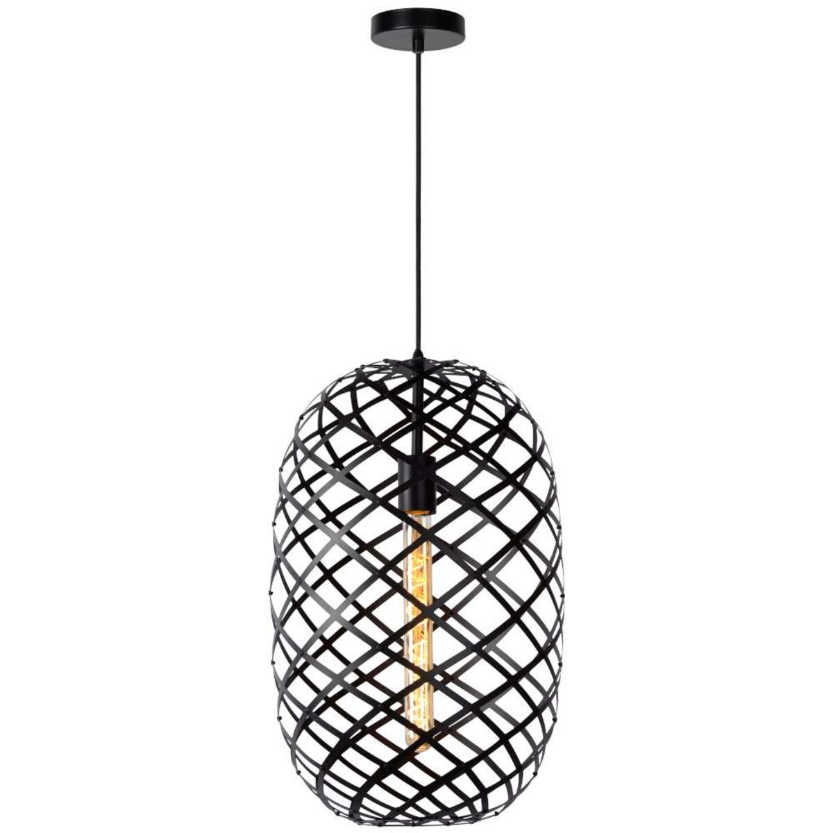 LAMPA wisząca WOLFRAM  21417/32/30 Lucide loftowa OPRAWA metalowy ZWIS druciany czarny