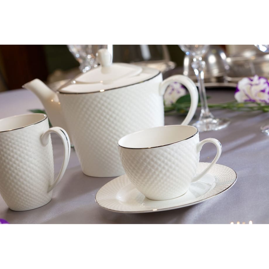 VILLA ITALIA Kubek porcelanowy platynowa linia 350 ml BARI PLATIN