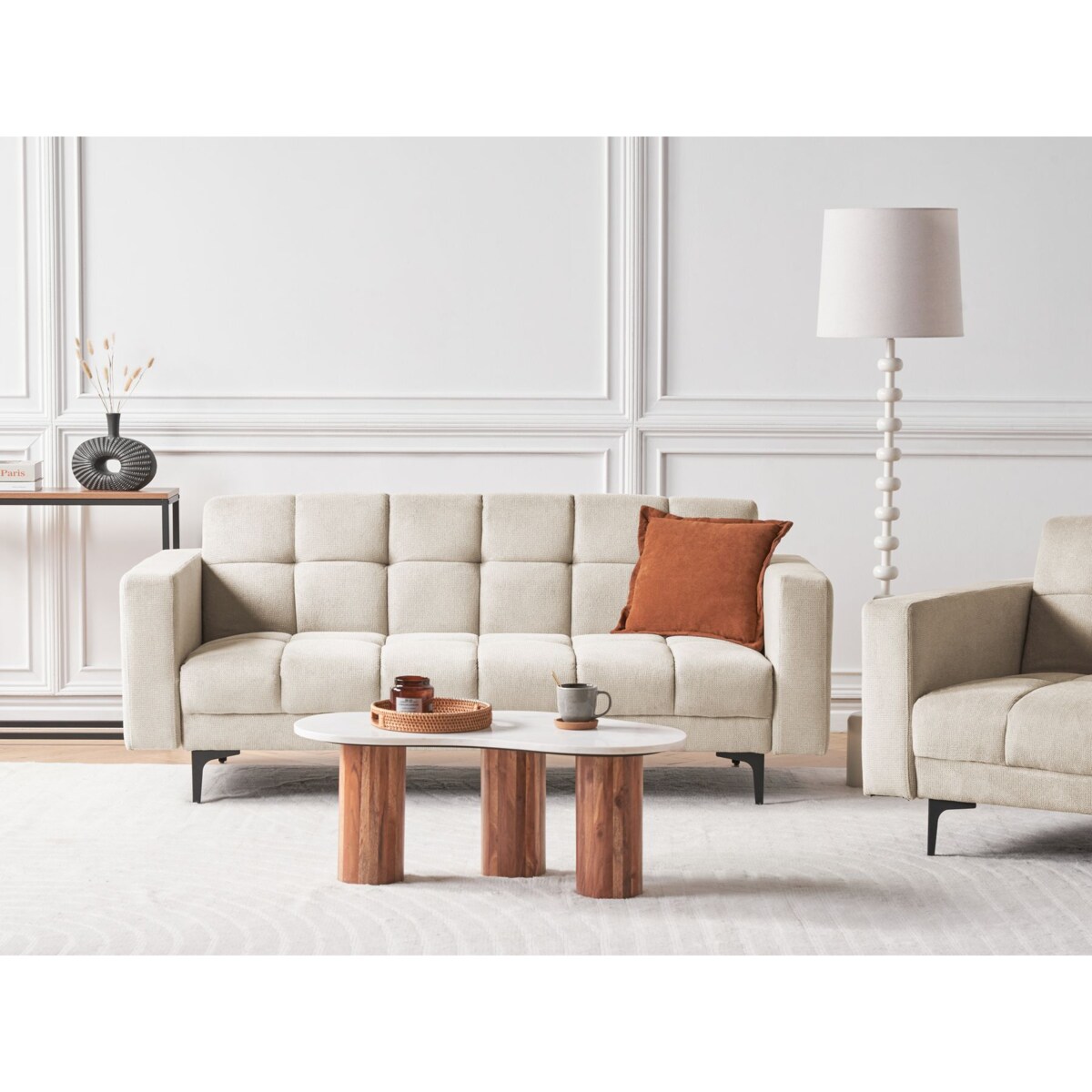 Sofa rozkładana beżowa ALNES