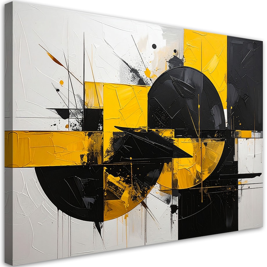 Obraz do salonu sypialni, Abstrakcja tekstura figury geometryczne żółty