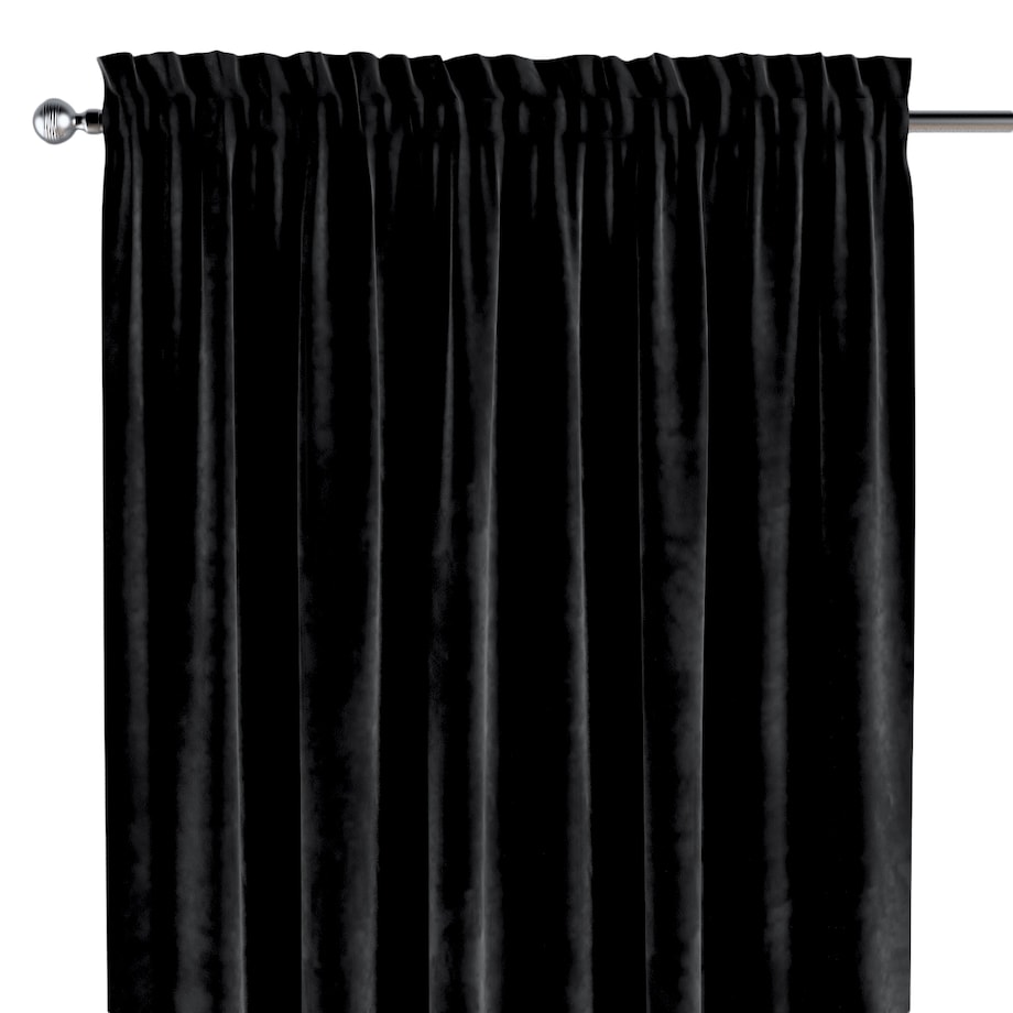 Zasłona na kanale z grzywką 1 szt. 130x245 głęboka czerń