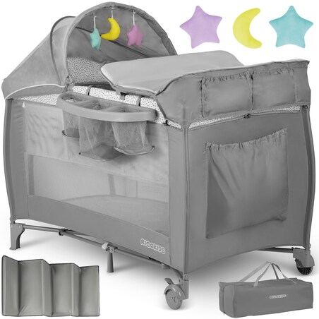Łóżeczko turystyczne dla dziecka składane podróżne kojec Ricokids + materac + torba