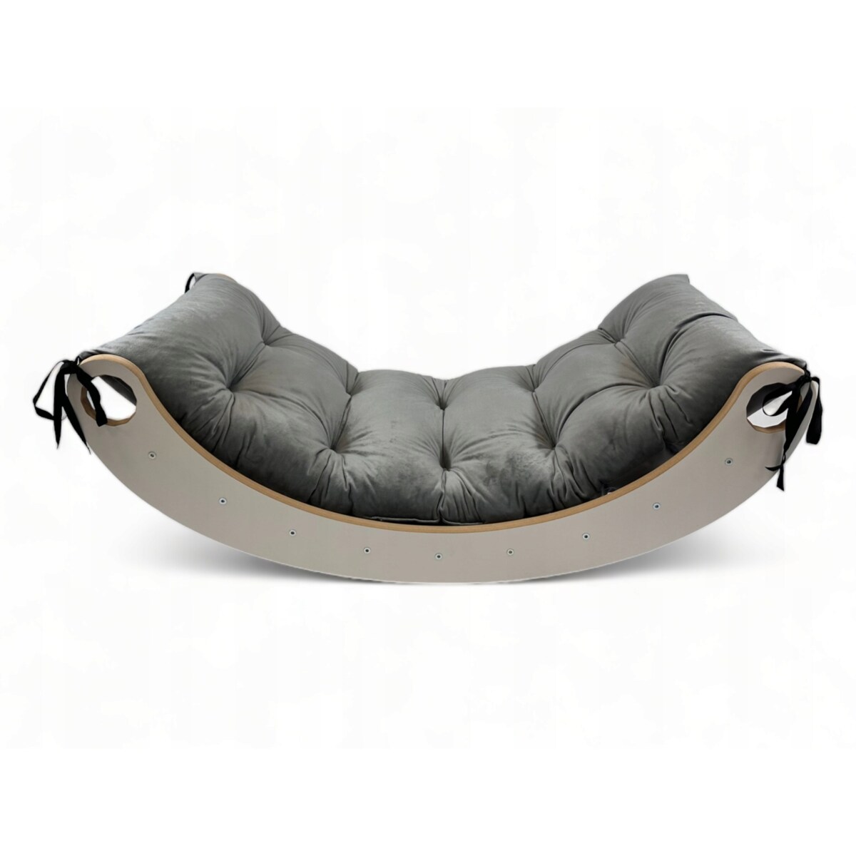 Drewniany Bujak Montessori dla Dziecka + Poduszka Welurowa j. szary CE