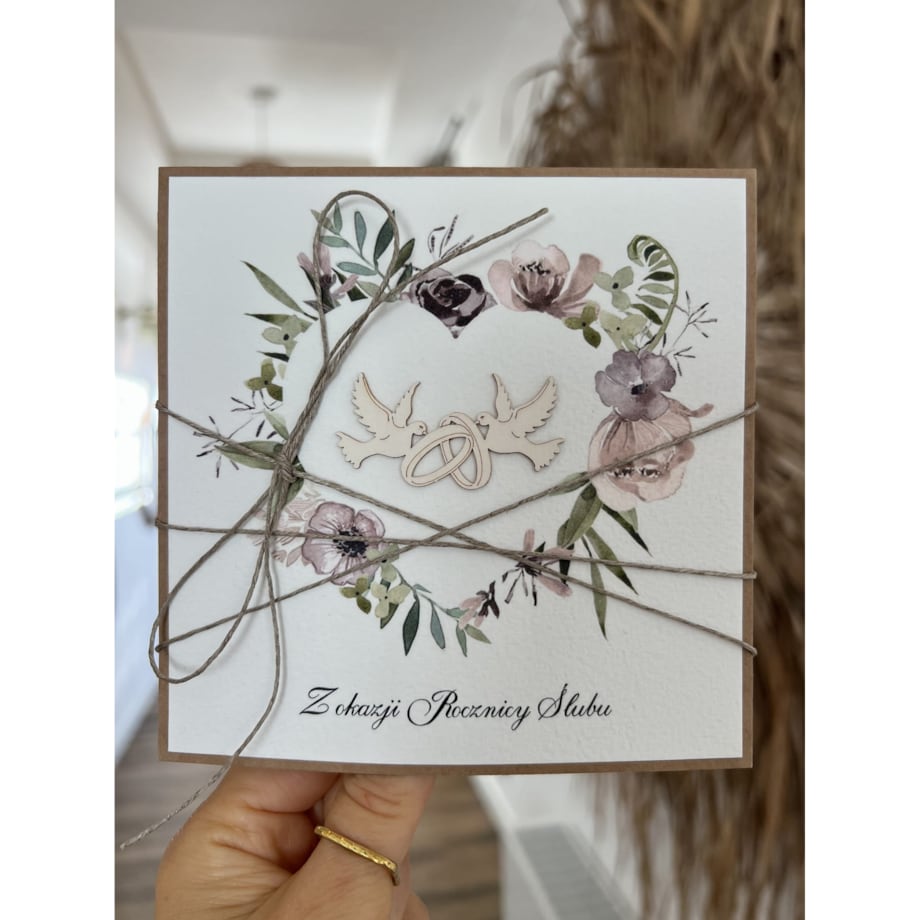 Prezent na rocznicę ślubu Rustykalna kartka życzenia z okazji rocznicy ślubu - rocznica ślubu