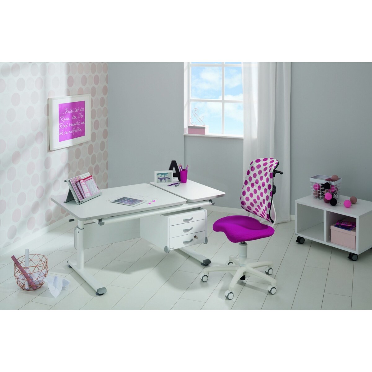 Biurko regulowane PAIDI DIEGO GT 130 cm – kredowa biel / biały