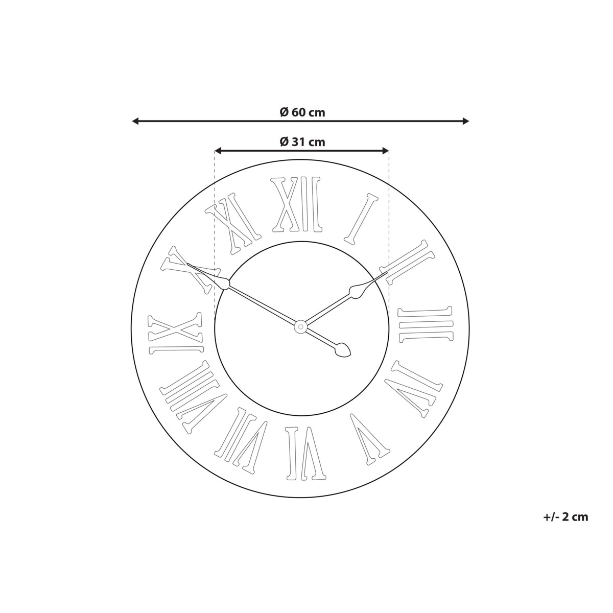 Zegar ścienny ø 60 cm ciemne drewno CUILCO