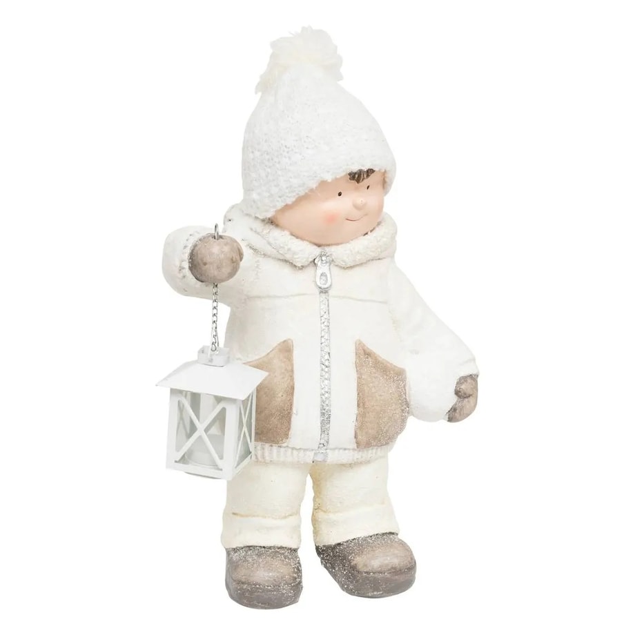 Figurka świąteczna Chłopiec w czapce z latarnią 40 cm