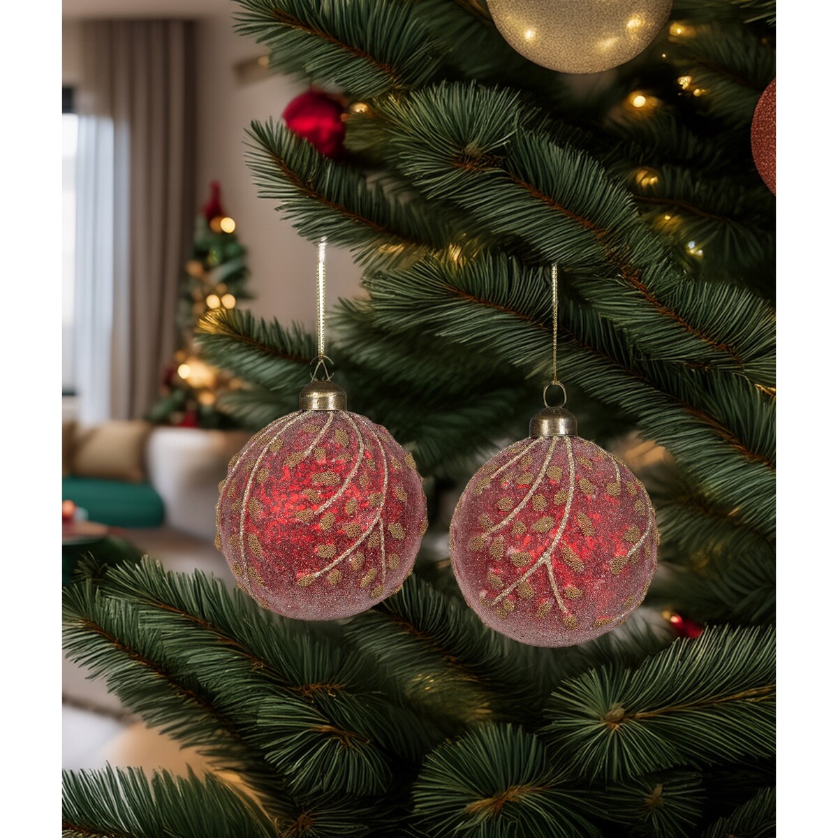 BOMBKI CHOINKOWE CZERWONE 8cm na choinkę prezent święta świąteczne okrągłe