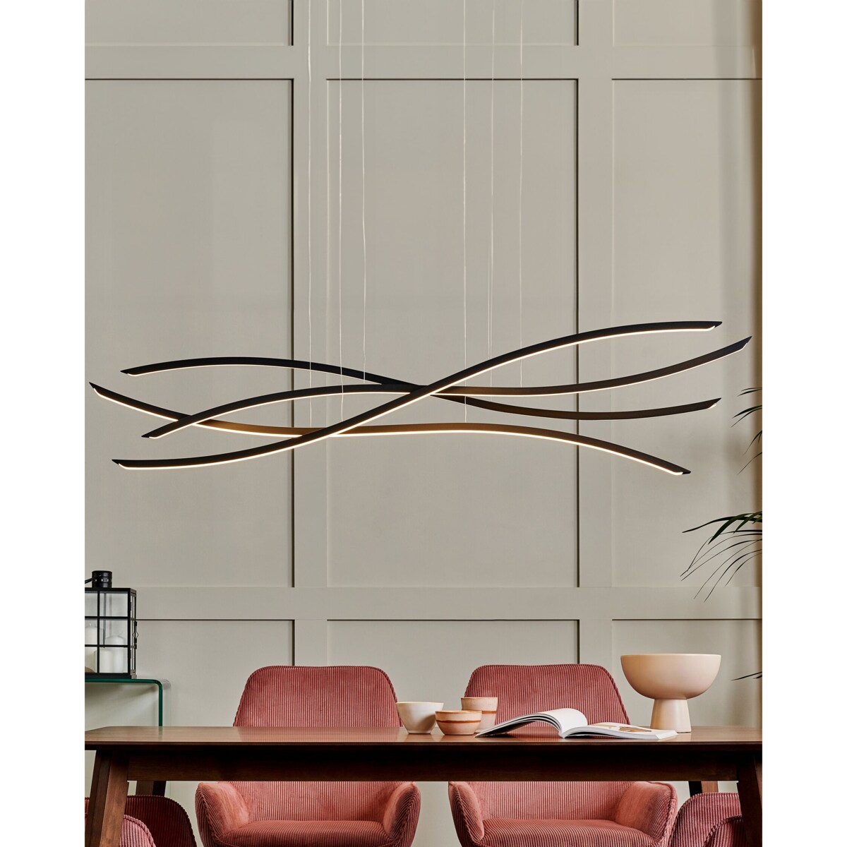 Lampa wisząca LED 4 punktowa metalowa czarna CALAO