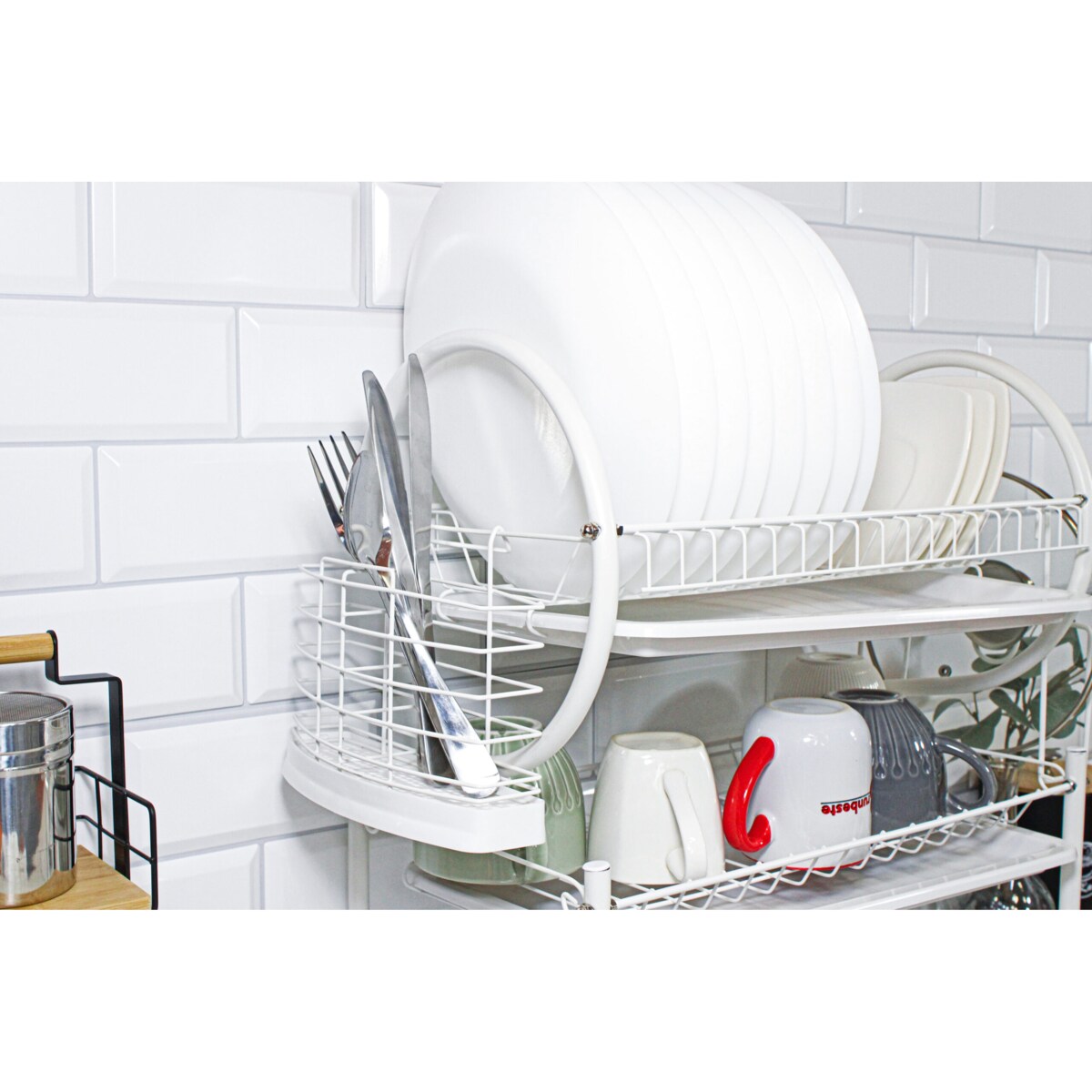 Suszarka do naczyń 3-poziomowa 53x25x49cm biała BRUNBESTE