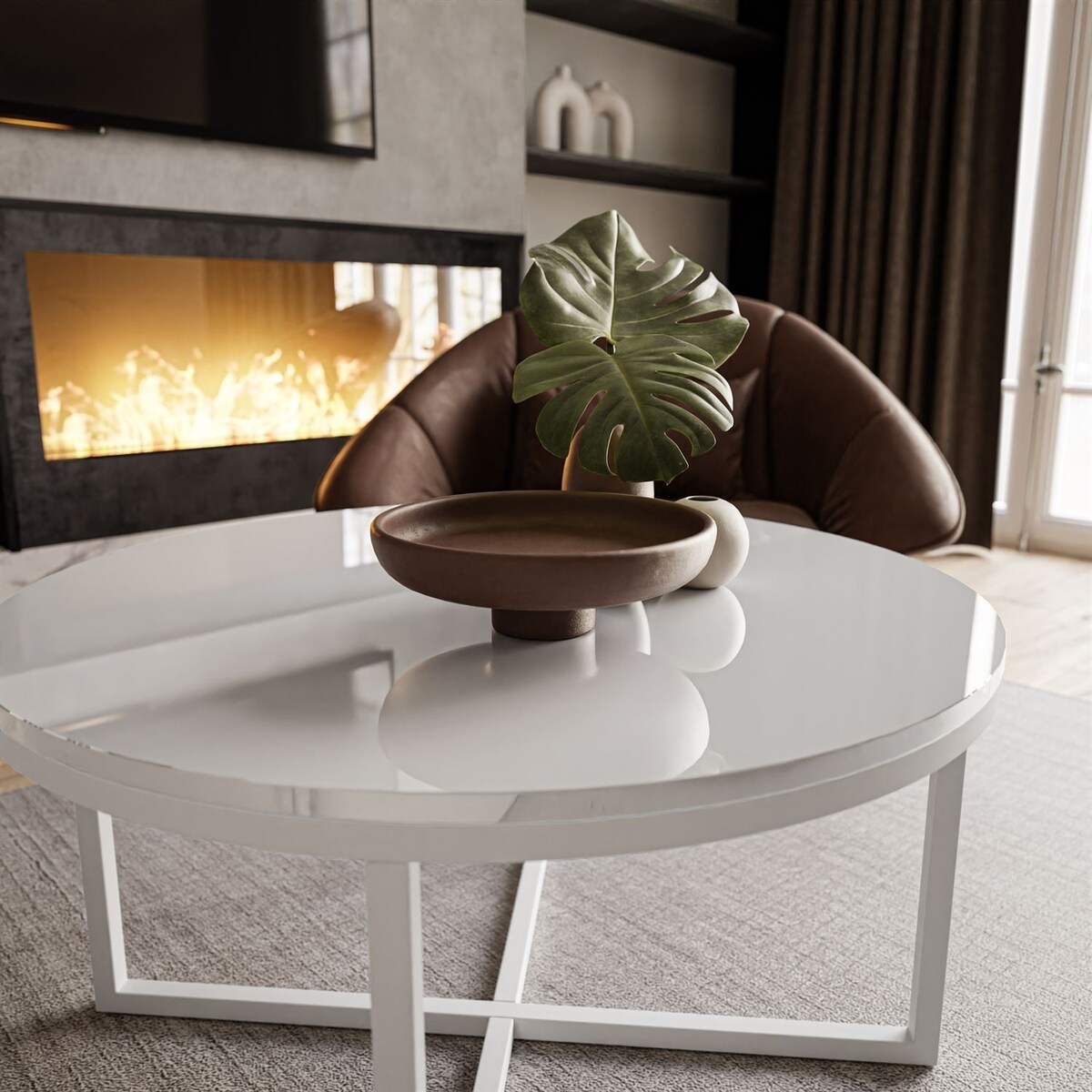 Okrągły stolik kawowy CIRI-X biały połysk