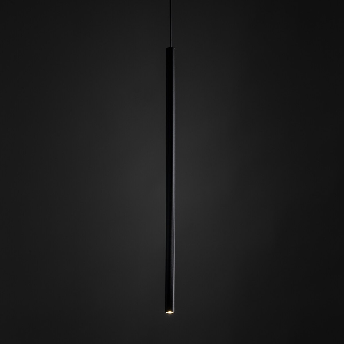 Lampa Wisząca Tk Lighting Ferro Czarna Ryflowana Metalowa Tuba Sopel Rurka 75Cm 1Xg9