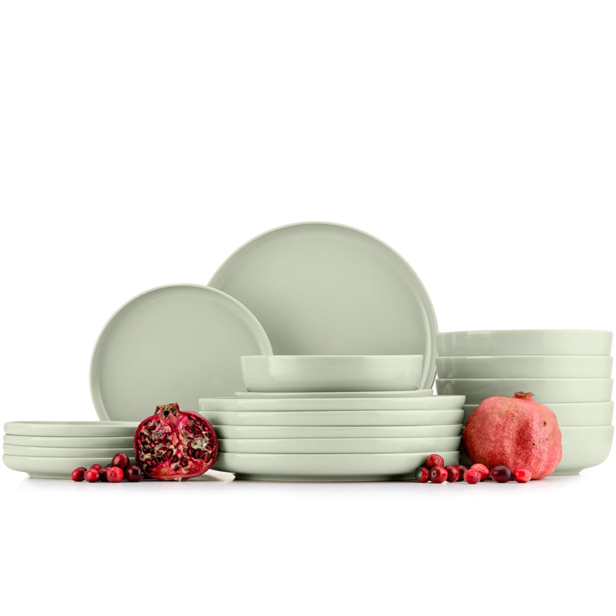 KONSIMO VICTO Nowoczesny zestaw obiadowy dla 6 osób w kolorze beżowym/zielonym/szarym (18 elementów)