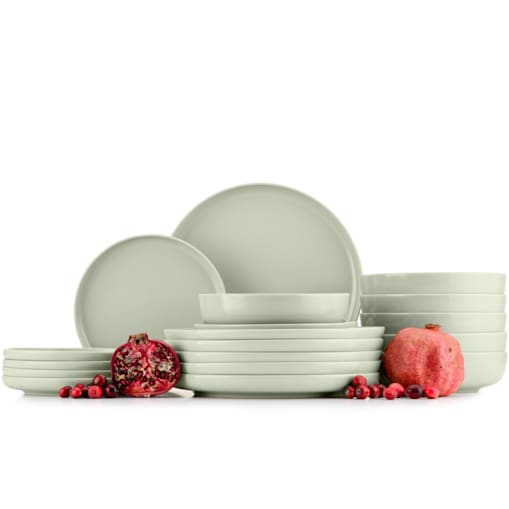 KONSIMO VICTO Nowoczesny zestaw obiadowy dla 6 osób w kolorze beżowym/zielonym/szarym (18 elementów)