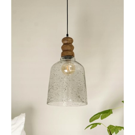 LAMPA SUFITOWA DO SALONU E27 boho wisząca naturalna drewno mango duża