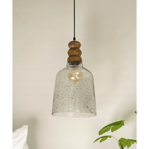 LAMPA SUFITOWA DO SALONU E27 boho wisząca naturalna drewno mango duża