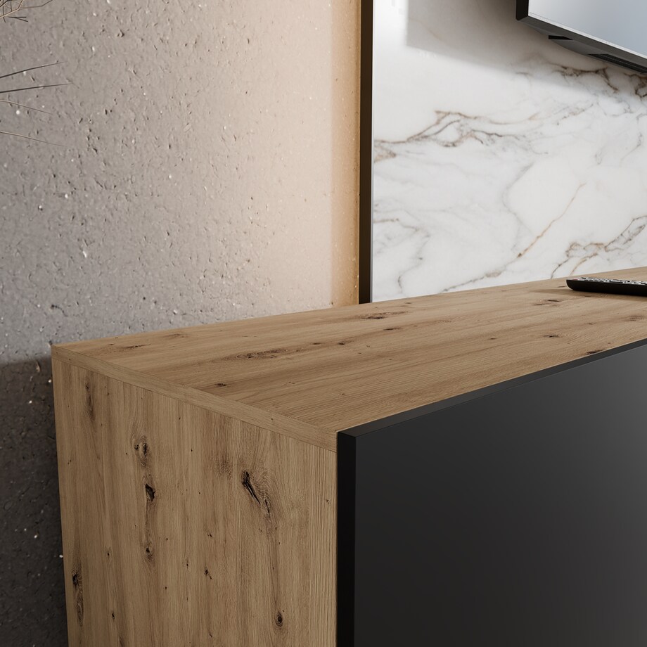 Szafka RTV LION 300 zamknięta pod telewizor, do salonu-artisan+czarny