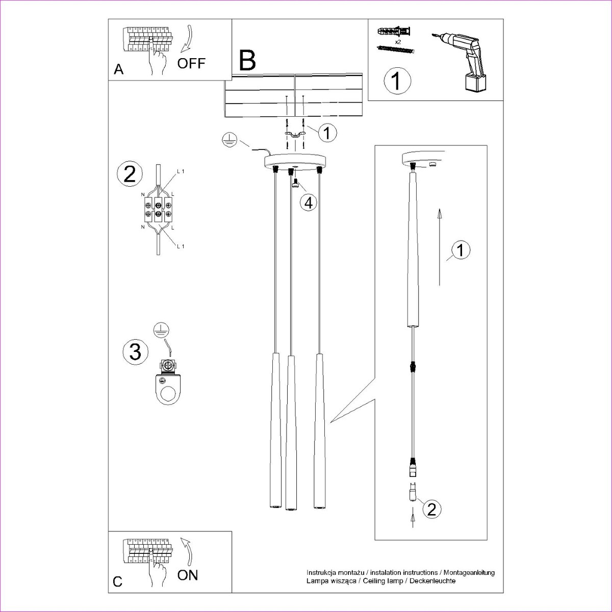 Lampa wisząca BLISS 3P czarna