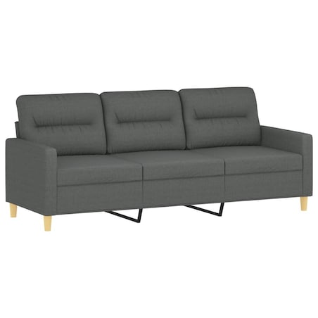 vidaXL Sofa 3-osobowa, ciemnoszara, 180 cm, tapicerowana tkaniną