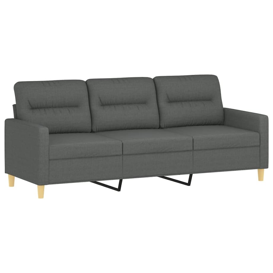 vidaXL Sofa 3-osobowa, ciemnoszara, 180 cm, tapicerowana tkaniną