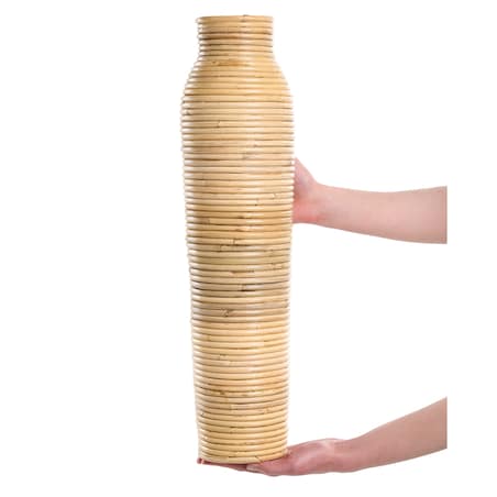 Wazon dekoracyjny PREMANA Rattan 55 cm Naturalny