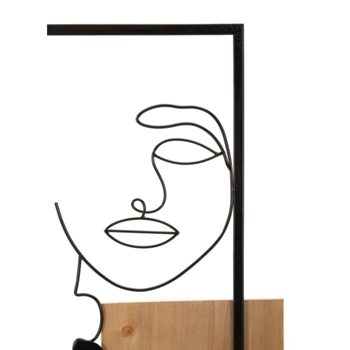 Dekoracja ścienna Faces, kolor czarny i brązowy, żelazo i płyta MDF, 63 x 90 cm, motyw: twarz, do salonu i przedpokoju, Mauro Ferretti