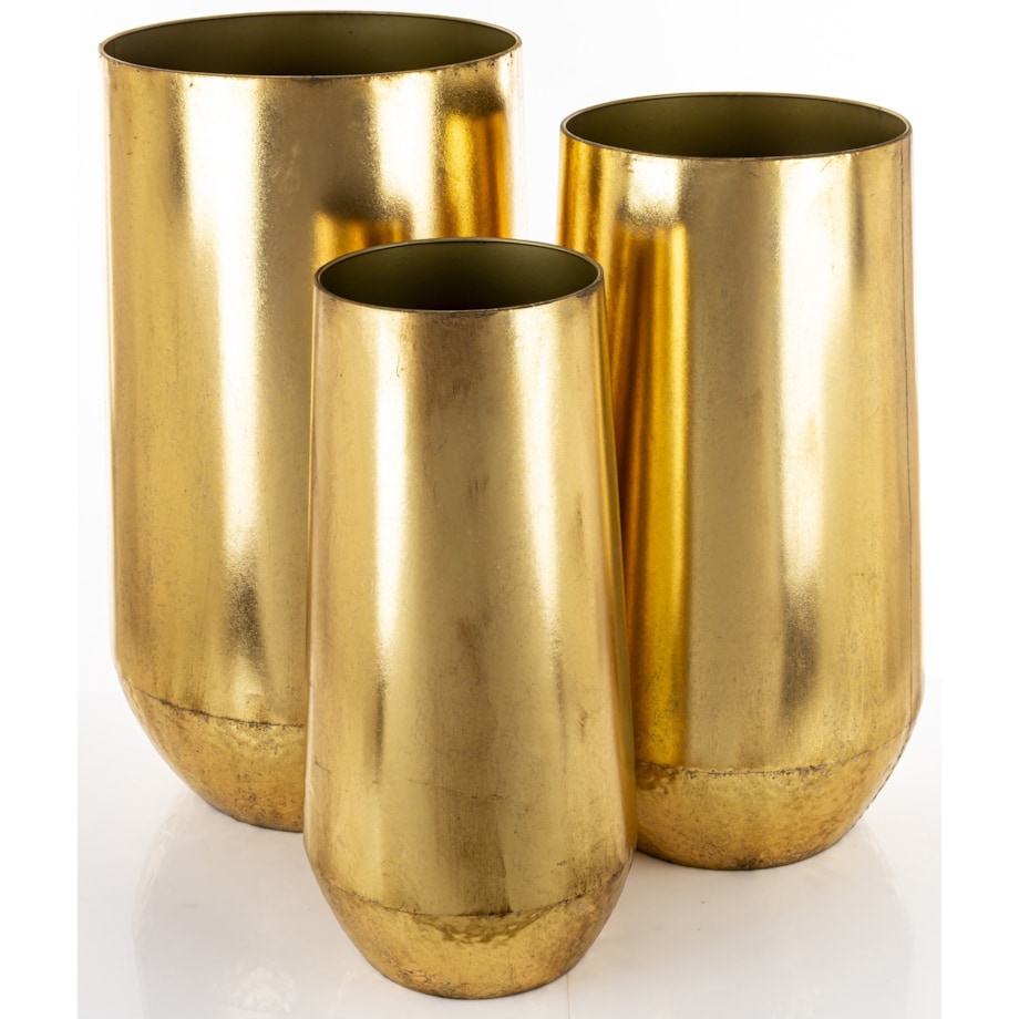 Osłonka 3 szt. metalowe 77x25 i 70x20 i 62x25 cm bardzo wysokie złote