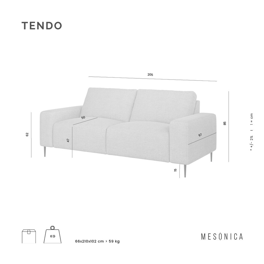 Tendo Sofa 2-osobowa - jasnoszara