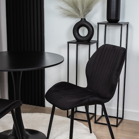 Krzesło tapicerowane czarne welurowe pikowane do salonu jadalni velvet