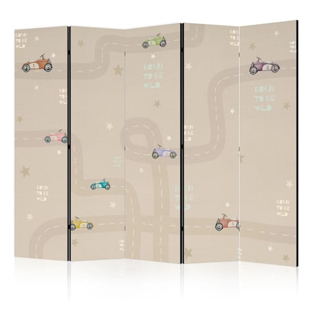 Parawan dwustronny Dla dzieci 225x172 cm 5-częściowy biały