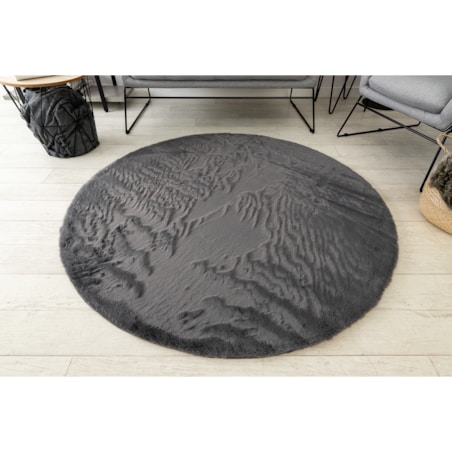 Dywan BUNNY koło antracyt IMITACJA FUTRA koło 160 cm