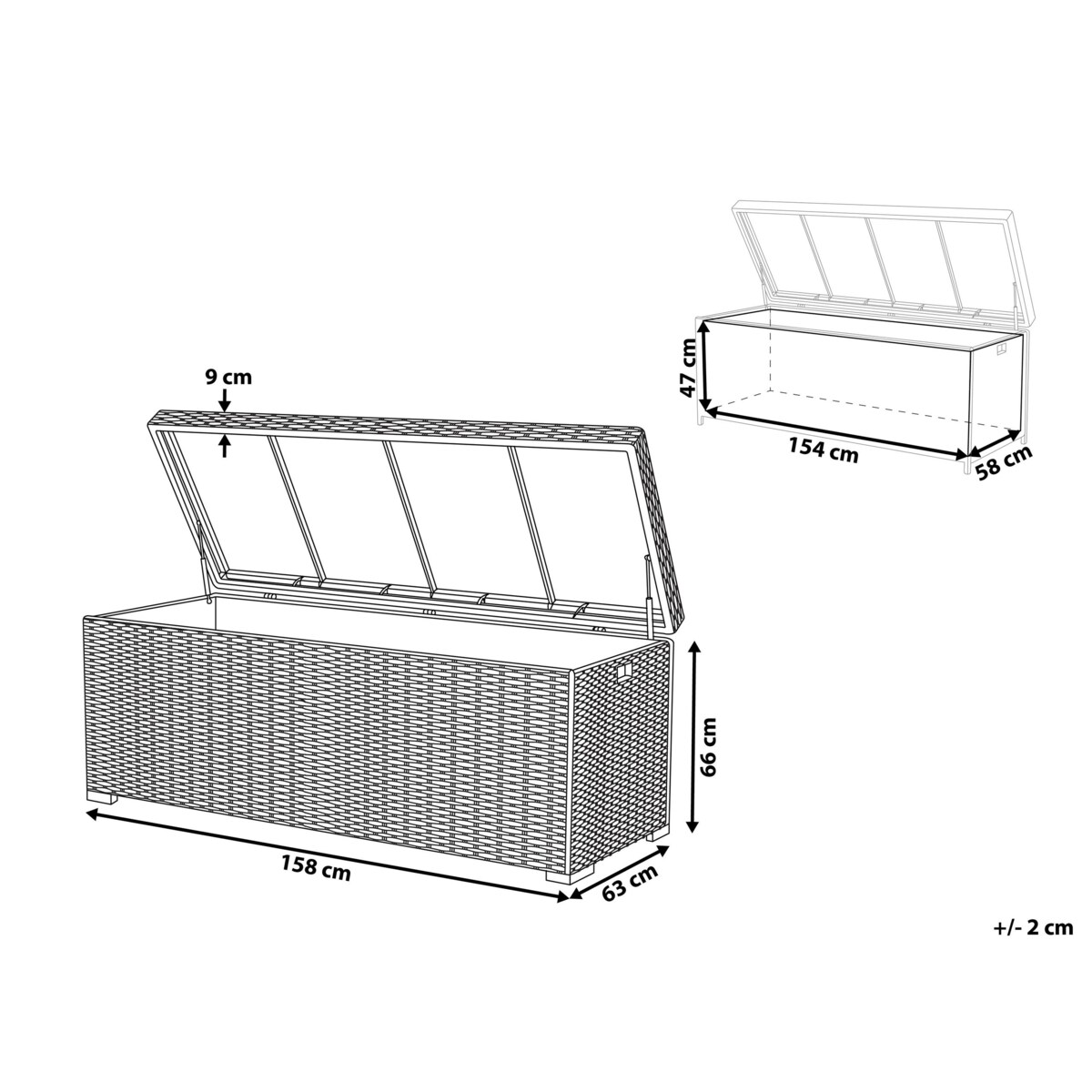 Skrzynia do przechowywania Polyrattan 158 x 63 cm Szary MODENA