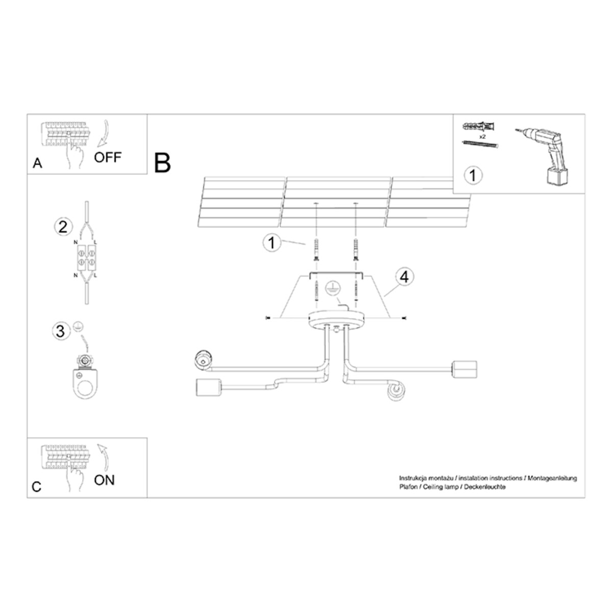 Żyrandol VECTOR 4 czarny