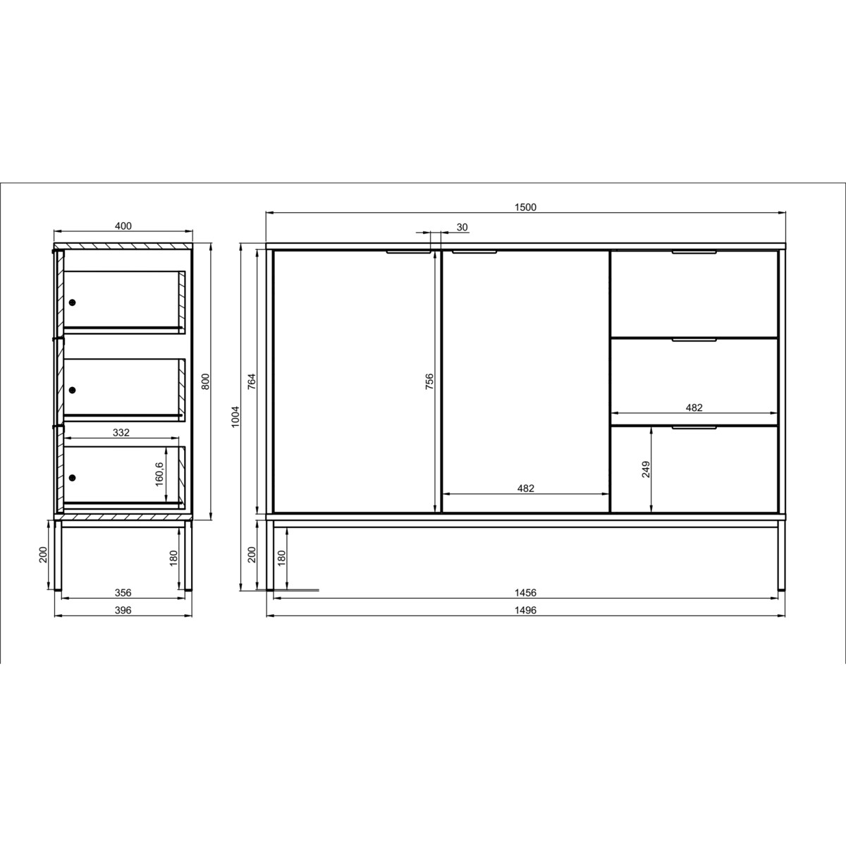 Komoda Austin biała & złota
