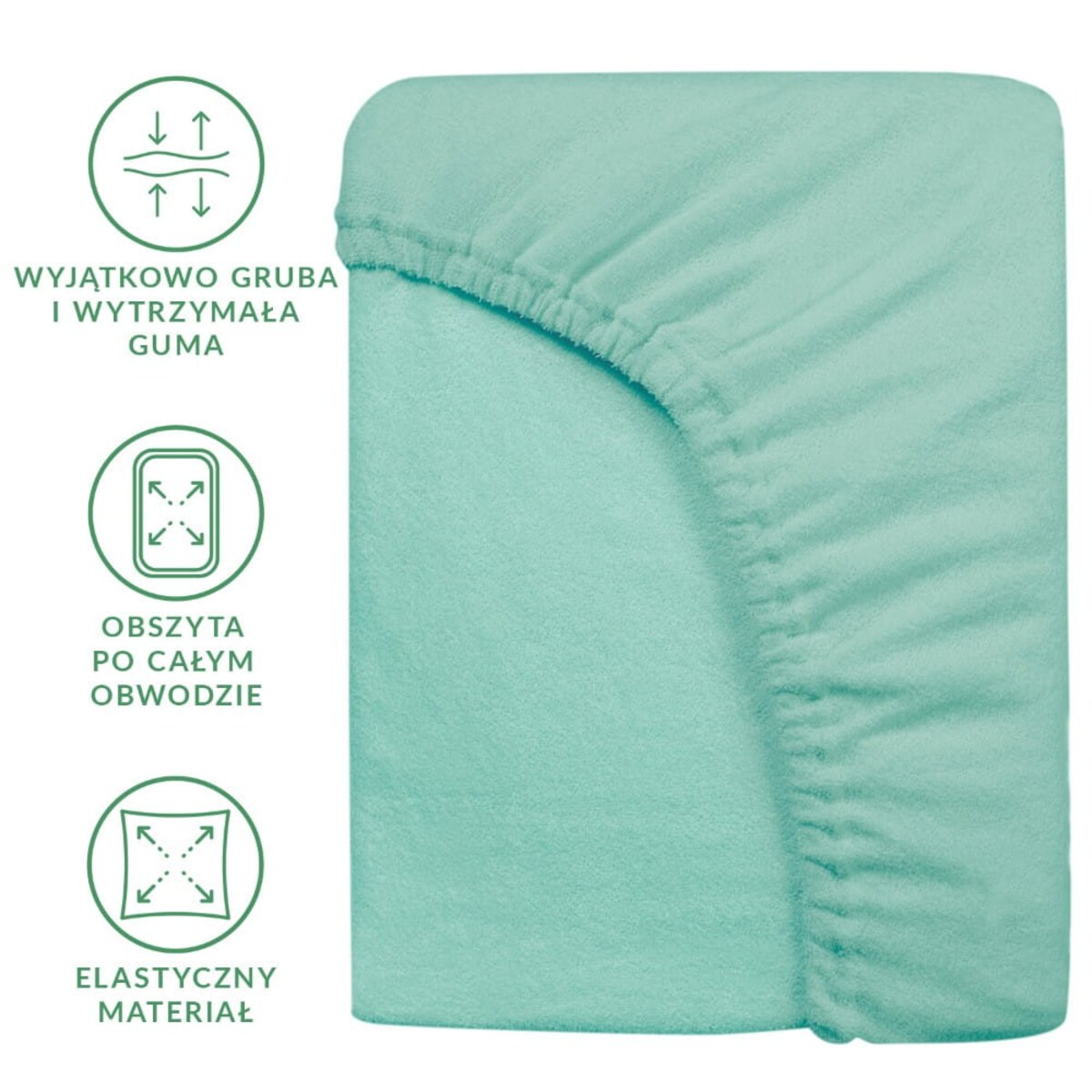 Prześcieradło frotte z gumką 160x200 kolor jasny turkus