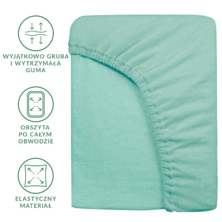 Prześcieradło frotte z gumką 160x200 kolor jasny turkus