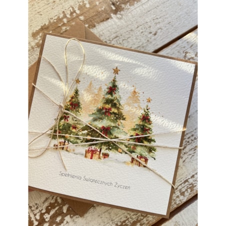Kartka świąteczna ręcznie robiona na Boże Narodzenie choinka 1