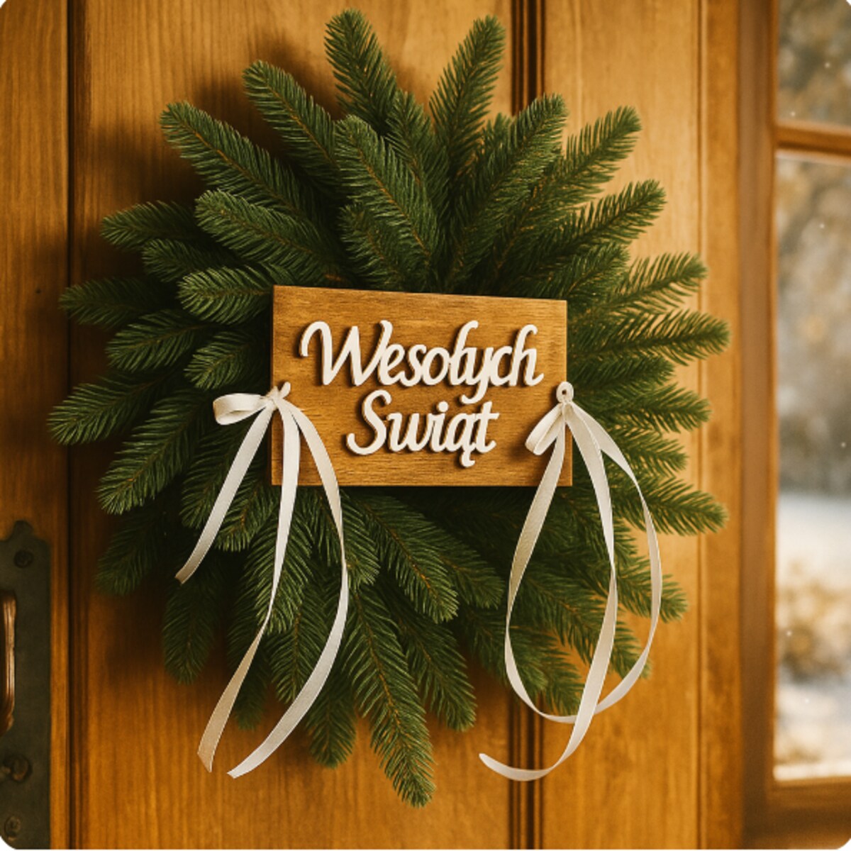 Wianek świąteczny ⌀ 35 cm wieniec BOŻE NARODZENIE zielony