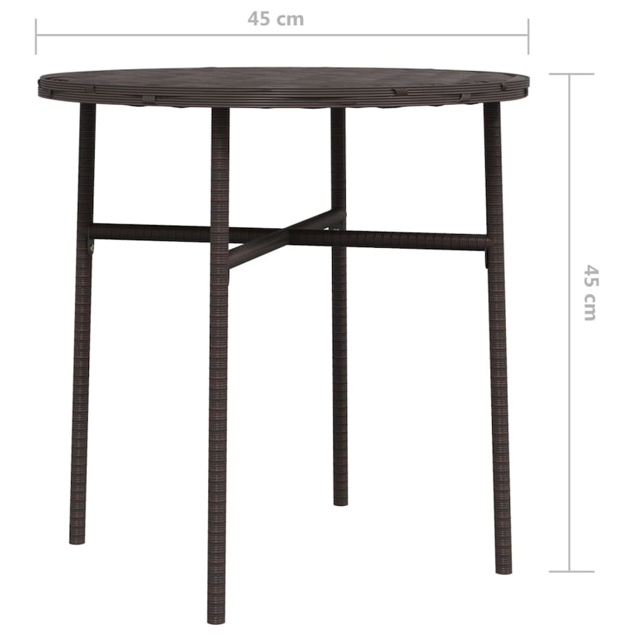 vidaXL Stolik herbaciany, brązowy, 45 cm, polirattan