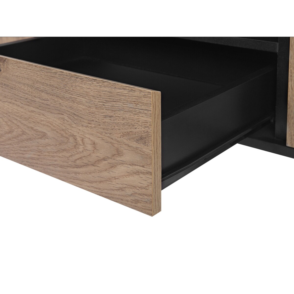 Szafka RTV jasne drewno z czarnym BLACKPOOL