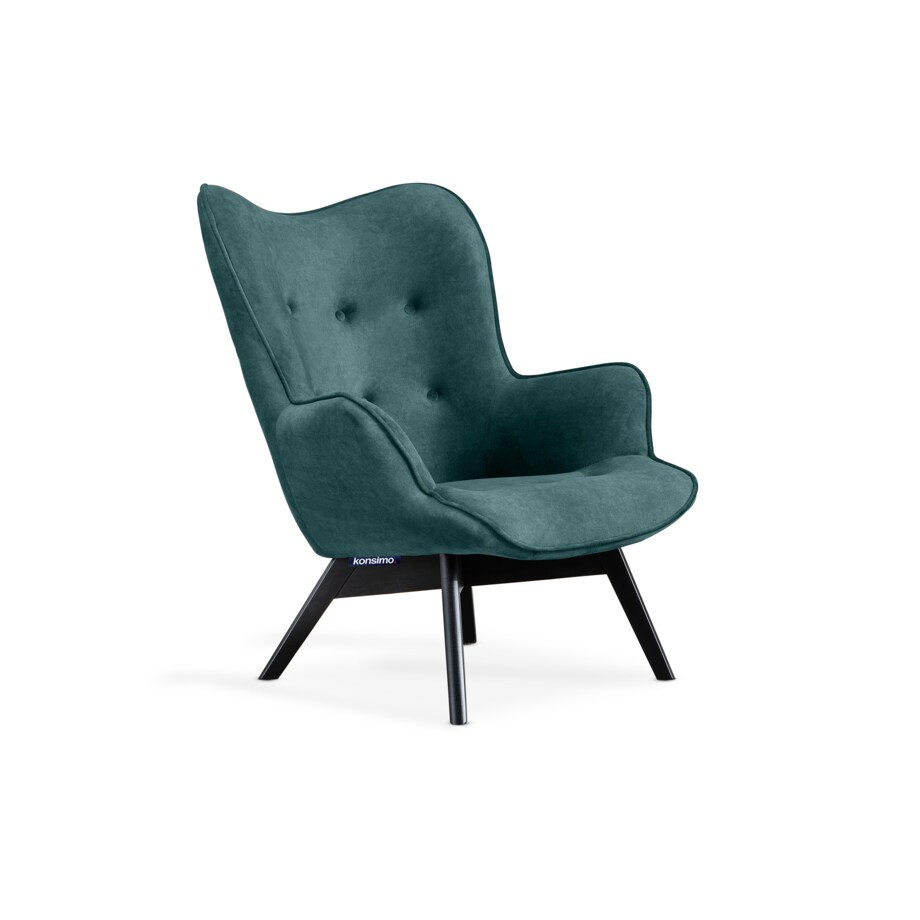 KONSIMO GLORI Fotel relaksacyjny welurowy z pikowaniem jasny szary niebieski