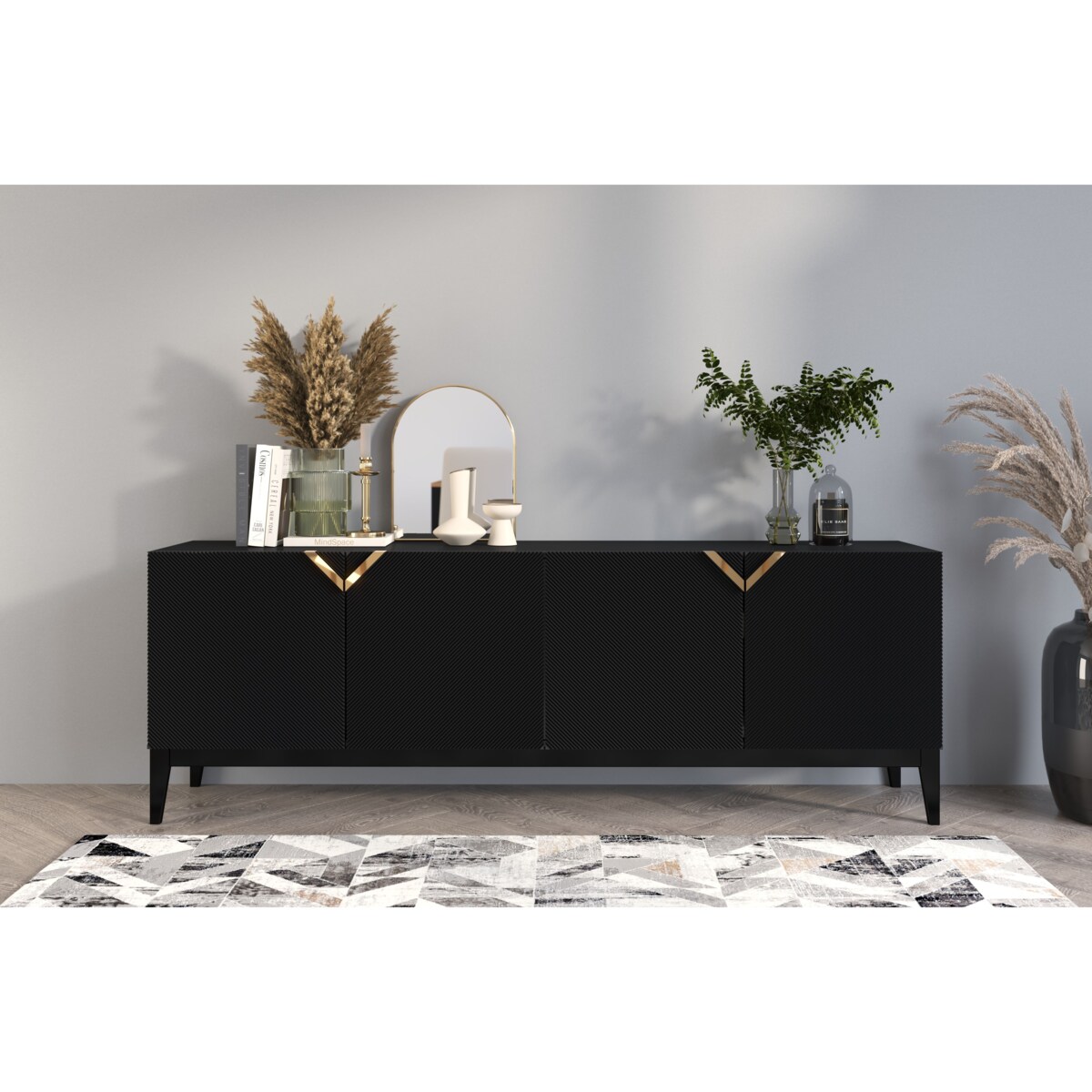 Drewniana komoda Visby DEMI LONG / kolor czarny