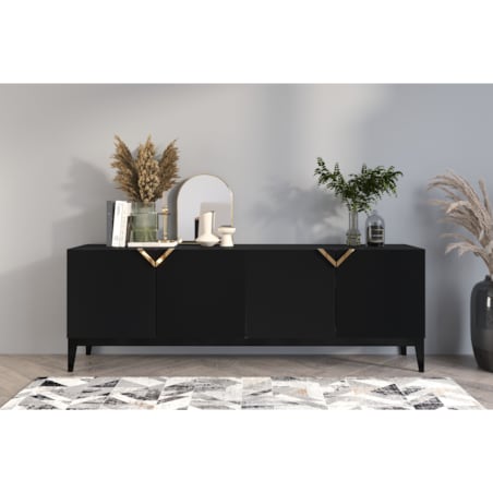 Drewniana komoda Visby DEMI LONG / kolor czarny