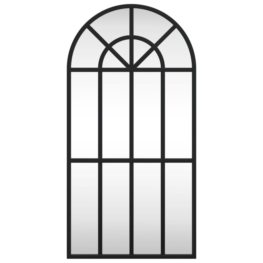 vidaXL Lustro ścienne, czarne, 30x60 cm, zakończone łukiem, żelazo