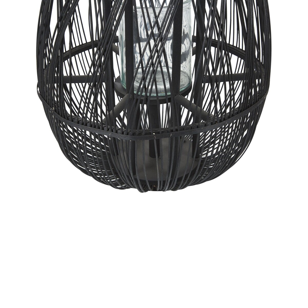 Lampion drewniany 56 cm czarny TONGA