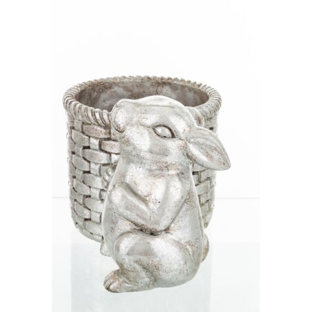 Osłonka na doniczkę - 17x24x16 cm królik i jego srebrny koszyk