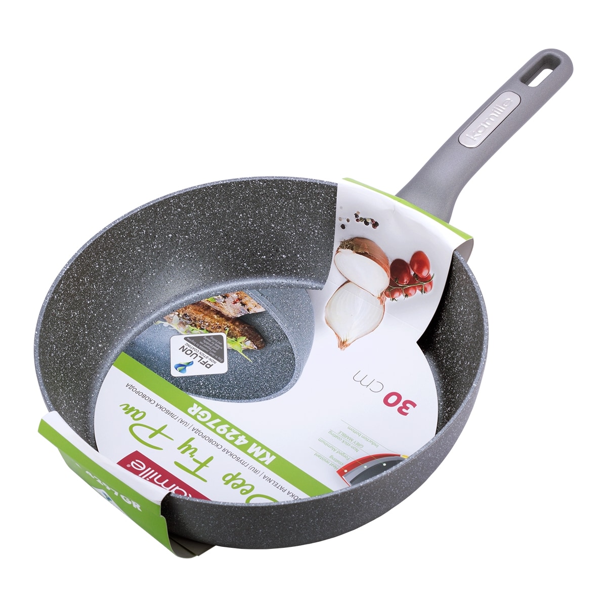 Patelnia głęboka wok granitowa 30cm indukcja KAMILLE