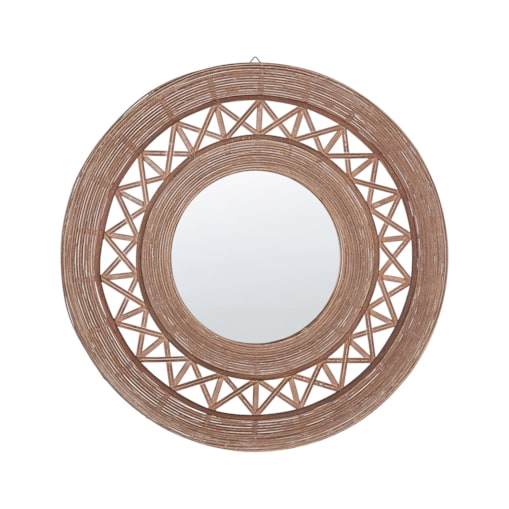 Bambusowe okrągłe lustro ścienne ø 62 cm brązowe CACOMA